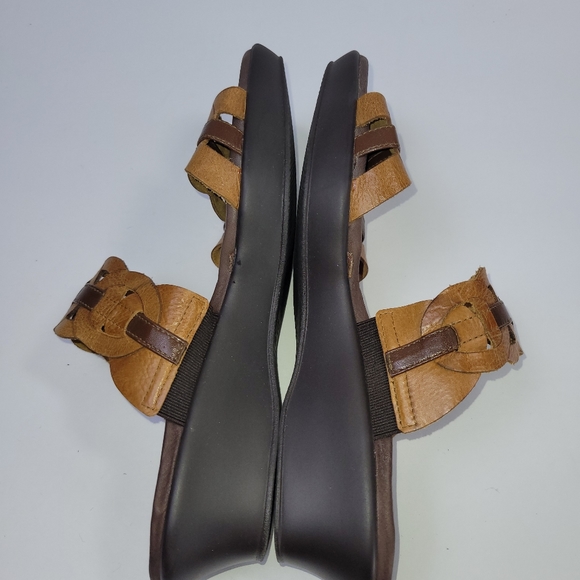 Munro American Walking Wedge Chunky Circle Strap Flat Slide In Sandle Shoe Sz 8 - Picture 10 of 13